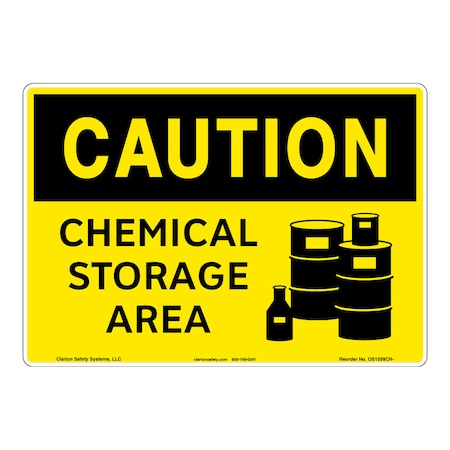 OSHA Compliant Caution/Chemical Storage Safety Signs Indoor/Outdoor Flexible Polyester (ZA) 10 X 7